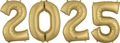 2025 Anagram Numbers Kit - White Gold 34″ Foil Balloon by Anagram from Instaballoons