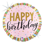 Happy Birthday Pastel Stripes 18″ Balloon