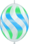 Qlink Clear - Green/Blue Wavy Stripes 12″ Latex Balloons (50 count)