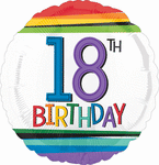 Rainbow Birthday 18 17" Balloon