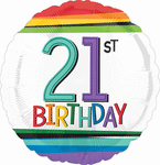 Rainbow Birthday 21 17" Balloon