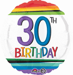 Rainbow Birthday 30 17" Balloon