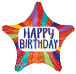 Happy Birthday Striped Star 17" Balloon