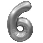 Number 6 - Metal Balloons - Silver 32″ Balloon