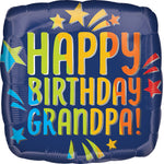 Happy Birthday Grandpa Blue Rainbow 17" Balloon