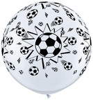 White Soccer Balls-A-Round 3' Latex Balloons (2 count)