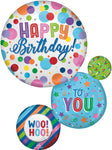 Satin Happy Birthday Orbs 28" Balloon