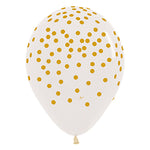 Crystal Clear W/ Gold Confetti Print 11″ Latex Balloons (6 count)