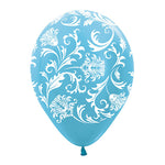 Damask - Pearl Caribbean Blue 11″ Latex Balloons (6 count)