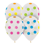 Multi Polka Dots - Crystal Clear 11″ Latex Balloons (6 count)