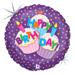 Happy Birthday Cupcake Holographic 18" Balloon