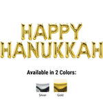Happy Hanukkah - Northstar Letters Kit (air-fill Only) Silver 16″ Balloons
