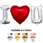 I (heart) U - Anagram Letters Kit (air-fill Only) White Gold 16″ Balloons