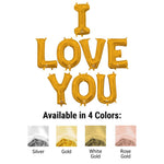 I Love You - Anagram Letters Kit (air-fill Only) Gold 16″ Balloons