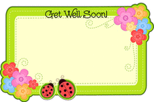 Enclosure Card - Get Well Soon Ladybugs & Flowers (50 count)