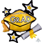 Congrats Grad Gold Cluster 31″ Balloon