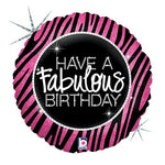 Have A Fabulous Birthday! Pink Zebra 18″ Balloon