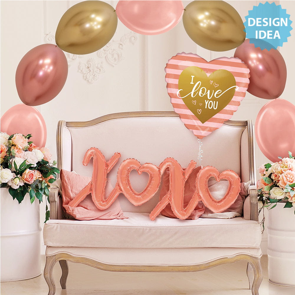 Rose Gold Stripes I Love You 18″ Balloon – instaballoons Wholesale