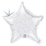 Silver Holographic Star 21″ Balloon