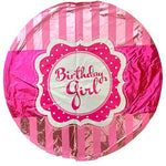 Birthday Girl Pink Stripes 18″ Balloon