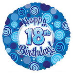 Happy 18 Birthday Blue Dazzleloon 17″ Balloon