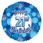 Happy 21 Birthday Blue Dazzleloon 17″ Balloon