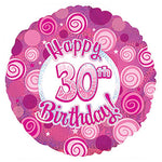 Happy 30 Birthday Pink Dazzleloon 17″ Balloon