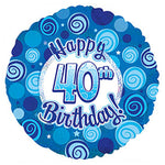 Happy 40 Birthday Blue Dazzleloon 17″ Balloon