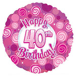 Happy 40 Birthday Pink Dazzleloon 17″ Balloon