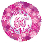 Happy 60 Birthday Pink Dazzleloon 17″ Balloon