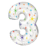Multi-colored Sparkle Number 3 (Three) 38″ Balloon