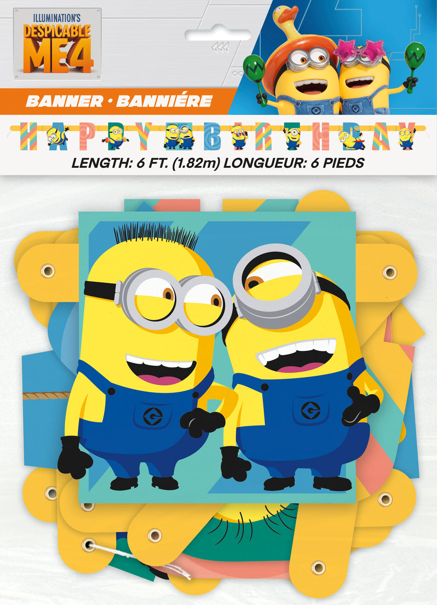 despicable-me-4-minions-birthday-banner-instaballoons-wholesale for Free Printable Minion Cupcake Toppers Despicable Me 4 Minions Birthday Banner – instaballoons Wholesale for Free Printable Minion Cupcake Toppers