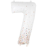 Number 7 - Sparkling Fizz Holographic White 34″ Balloon