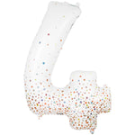 Number 4 - Sparkling Fizz Holographic White 34″ Balloon