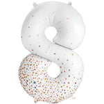 Number 8 - Sparkling Fizz Holographic White 34″ Balloon