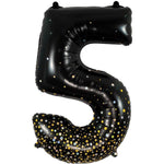 Number 5 - Sparkling Fizz Holographic Black 34″ Balloon