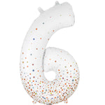Number 6 - Sparkling Fizz Holographic White 34″ Balloon