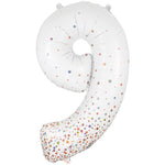Number 9 - Sparkling Fizz Holographic White 34″ Balloon