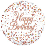 Happy Birthday - Sparkling Fizz Holographic White 18″ Balloon