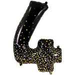 Number 4 - Sparkling Fizz Holographic Black 34″ Balloon