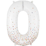 Number 0 - Sparkling Fizz Holographic White 34″ Balloon