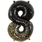Number 8 - Sparkling Fizz Holographic Black 34″ Balloon