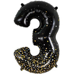 Number 3 - Sparkling Fizz Holographic Black 34″ Balloon