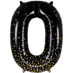 Number 0 - Sparkling Fizz Holographic Black 34″ Balloon