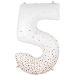 Number 5 - Sparkling Fizz Holographic White 34″ Balloon