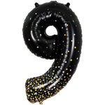 Number 9 - Sparkling Fizz Holographic Black 34″ Balloon