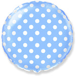Circle - Baby Blue With White Polka Dots 18″ Balloon