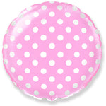Circle - Baby Pink With White Polka Dots 18″ Balloon