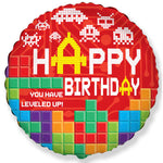 Level Up Happy Birthday Pixel Gamer 18″ Balloon
