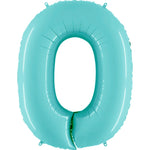 Number 0 - Light Blue 40″ Balloon
